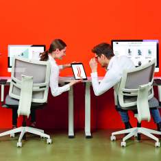Bürostuhl grau Bürodrehstuhl moderne Bürostühle Netzrücken Viasit Toleo Pro