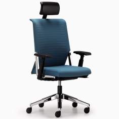 Drehstuhl blau Bürostuhl Design Bürostühle mit Armlehnen Designer Bürostuhl Kopfstütze Bürostühle kaufen Bürodrehstuhl, HAWORTH, Comforto 59