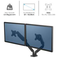 Monitorhalter Tischhalterungen Monitorhalterungen Fellowes Platinum Series Doppel Monitorarm - schwarz