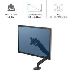 Monitorhalter Tischhalterungen Monitorhalterungen Fellowes Platinum Series Einzel Monitorarm - schwarz