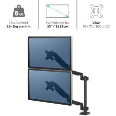 Monitorhalter Tischhalterungen Monitorhalterungen Fellowes Platinum Series vertikaler Doppelarm - Schwarz