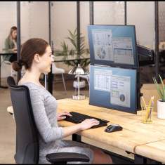 Monitorhalter Tischhalterungen Monitorhalterungen Fellowes Platinum Series vertikaler Doppelarm - Schwarz
