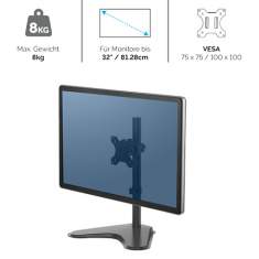 Monitorhalter Tischhalterungen schwarz Monitorhalterungen Fellowes Freistehender Einzel Monitorarm