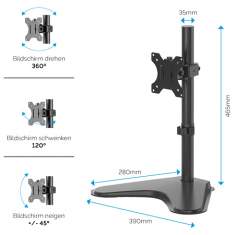 Monitorhalter Tischhalterungen schwarz Monitorhalterungen Fellowes Freistehender Einzel Monitorarm