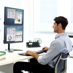 Monitorhalter Tischhalterungen schwarz Monitorhalterungen Fellowes Freistehender vertikaler Doppel Monitorarm