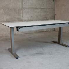 Schreibtisch höhenverstellbar Büro Schreibtische weiß  Büromöbel ergonomisch, Identi, dinamica lift Sitz-Stehtisch T-Fuss hydraulisch verstellbar