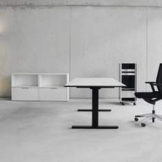 Höhenverstellbarer Schreibtisch Stehtische höhenverstellbar ergonomische Büromöbel identi, dinamica motor Sitz-Stehtisch T-Fuss elektrisch verstellbar