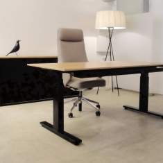 Höhenverstellbarer Schreibtisch schwarz Stehtische höhenverstellbar ergonomische Büromöbel, Identi, dinamica motor Sitz-Stehtisch T-Fuss elektrisch verstellbar