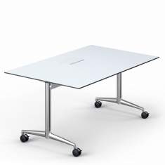 Klapptisch für Büro Schulungsraum, Klapptisch  fahrbar, Schulungstisch, elektrifizierbar, Konferenztisch mit Rollen, Brunner, fina fold