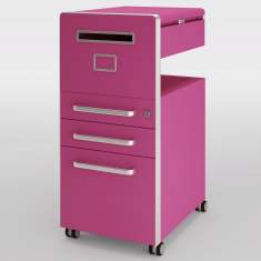 Bürocontainer kleiner Büroschrank abschließbar Bürocaddy pink Bisley, Bite