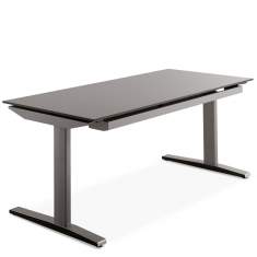 Bürotisch grau Bürotische Schreibtisch Büro Arbeitstisch höhenverstellbar EmbrueQ T-Fuss Tisch