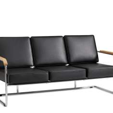 Sofa schwarz Leder Loungesofa klassiker Embru Moser Sofa