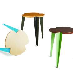Hocker Holz Dreibein Hocker, Embru, Vogt Hocker