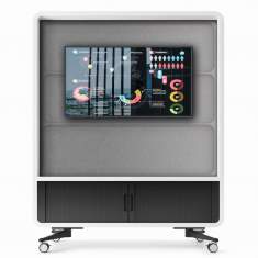 Moderationstafel akustische Trennwand Büro mobile Wand Multimedia-Wand Mikomax hushWall