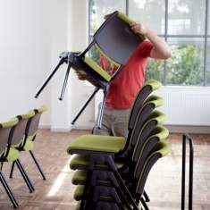Saalbestuhlung, stapelbar, Besucherstuhl grün Besucherstühle Stoffbezug, gepolstert, Flokk, HÅG Conventio