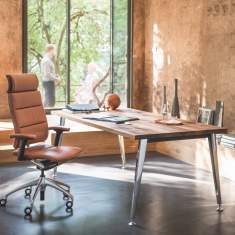 Bürodrehstuhl Leder braun Büro Drehstühle Chefsessel Hürostühle mit Kopfstütze open up modern classic