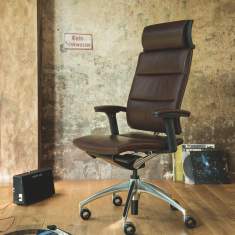 Bürodrehstuhl Leder braun Büro Drehstühle Chefsessel Hürostühle mit Kopfstütze open up modern classic