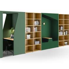 Lounge Büro Sitzmöbel Modulare Sitzgruppen abgeschirmte Raumelemente Arbeitsplatz Konferenzplatz Schrankkoje Werner works Parkour