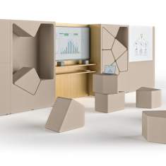 Lounge Büro Sitzmöbel Modulare Sitzgruppen abgeschirmte Raumelemente Arbeitsplatz Konferenzplatz Schrankkoje Werner works Parkour