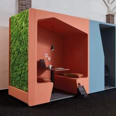 Lounge Büro Sitzmöbel Modulare Sitzgruppen abgeschirmte Raumelemente Arbeitsplatz Konferenzplatz Schrankkoje Pflanzenstation Werner works Parkour
