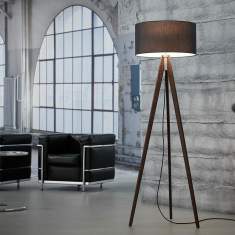 LED Stehleuchten dimmbar Stehleuchte modern Büroleuchte  schwarz Holzbeine Visual Timing Light VTL Waldmann Vivaa