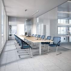 Freischwinger blau Besucherstühle Netzgewebe Konferenzstühle Büro Konferenzstuhl , König + Neurath, OKAY.II Besucherstuhl