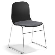 Besucherstuhl schwarz Konferenzstühle Kuffengestell Cafeteria Stühle, Materia, Neo Lite