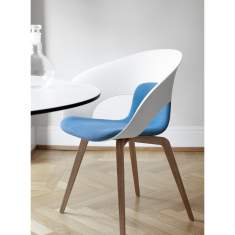 Besucherstuhl weiss blau Konferenzstühle Holz Cafeteria Stühle, Skandiform, Deli