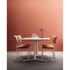 Besucherstuhl orange Besucherstühle Konferenzstuhl Cafeteria Stuhl Skandiform Soft Top