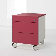 Desksharing-Caddys rot fahrbar, werner works, Caddys