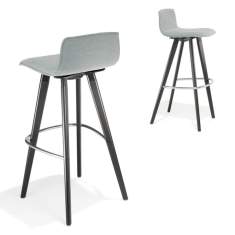 Barhocker grau Barstuhl mit Vierfußgestell aus Holz Kusch+Co uni_verso Barhocker