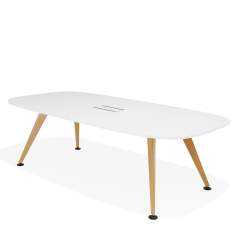 Konferenztisch weiss Konferenztische Kusch+Co Comta  Tisch stadionförmig mit Holzfüßen