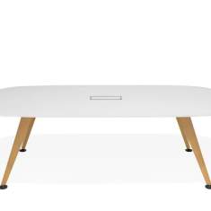 Konferenztisch weiss Konferenztische Kusch+Co Comta  Tisch stadionförmig mit Holzfüßen