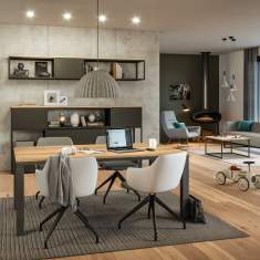 höhenverstellbarer Konferenztisch Holz Konferenztische Büro Besprechungstisch Assmann Büromöbel Plaza
rechteckige Tischplatte