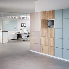 Assmann Büromöbel Allvia Stauraumsystem als strukturierende Lösung im Büro