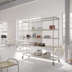 Brunner boards Regal als mobiles Regalsystem in flexibler Büroumgebung