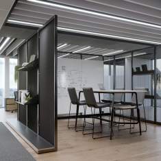 abgeschirmte Arbeitsplätze Multizonen-Konfigurationen Trennwand Trennwände Connection Harp