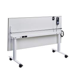 Projekttisch mit Sitz-Steh-Funktion auf Rollen klappbar Schreitisch Klapptisch fahrbar Klapptische Whiteboard Tisch Hüba PROJECT H