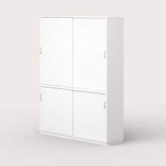 Schiebetürenschrank weiss Schrank Gehäuse Holz, Leuwico, SCUBE Büroschranksystem