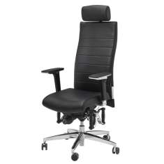 Ergonomischer Bürostuhl Leder schwarz Schreibtischstuhl ergonomisch Drehgstuhl Büro Drehstühle Netzrücken Haider BIOSWING 660/670 iQ