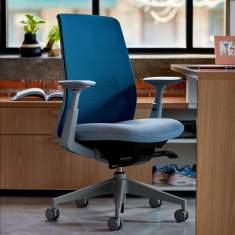 Bürostuhl blau Bürodrehstuhl moderne Bürostühle mit Armlehnen Netzgewebe Haworth Nia