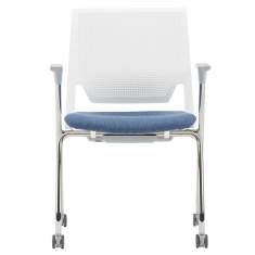 Besucherstuhl blau weiss Besucherstüle mit Rollen fahrbar Konferenzstühle Netzgewebe HAWORTH, Comforto 62