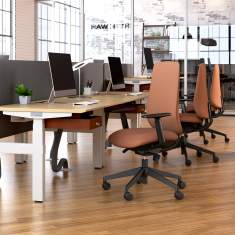 Büro Drehstuhl orange Drehstühle mit Armlehnen Bürostuhl gepolstert Haworth Aloha Active Upholstered Back