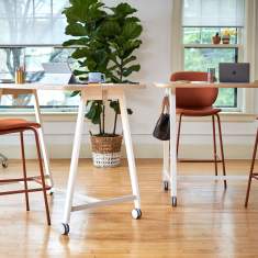 Rolltische Holz Rolltisch Stehtisch fahrbar Haworth PopUp