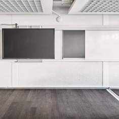 Schienensystem Interaktive Boards/Tafeln, Hunziker, Varinova mit höhenverstellbarem Display