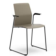 Besucherstuhl mit Armlehnen Besucherstühle braun Konferenzstühle Cafeteria Stühle Kuffengestell Kinnarps Leia